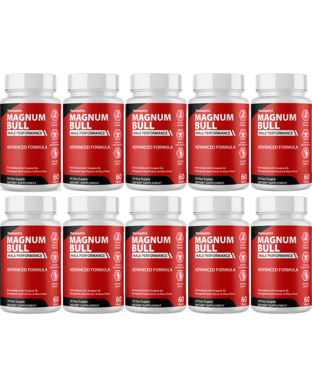 Magnum Bull Stamina Support For Men, Energy & Performance Formula   10 Bottles