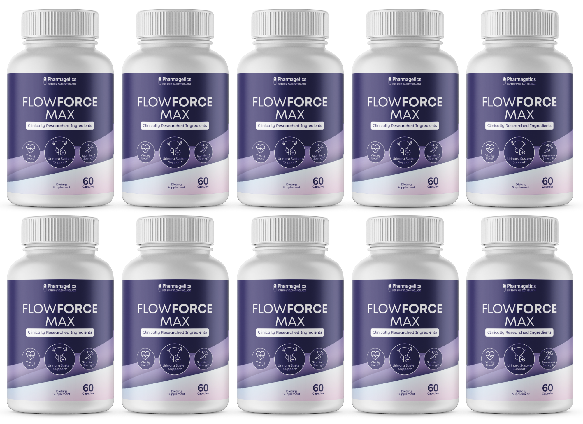 Flowforce Max Prostate Support Supplement Reduce Frequent Urination Flow Force Max - 10 Bottles