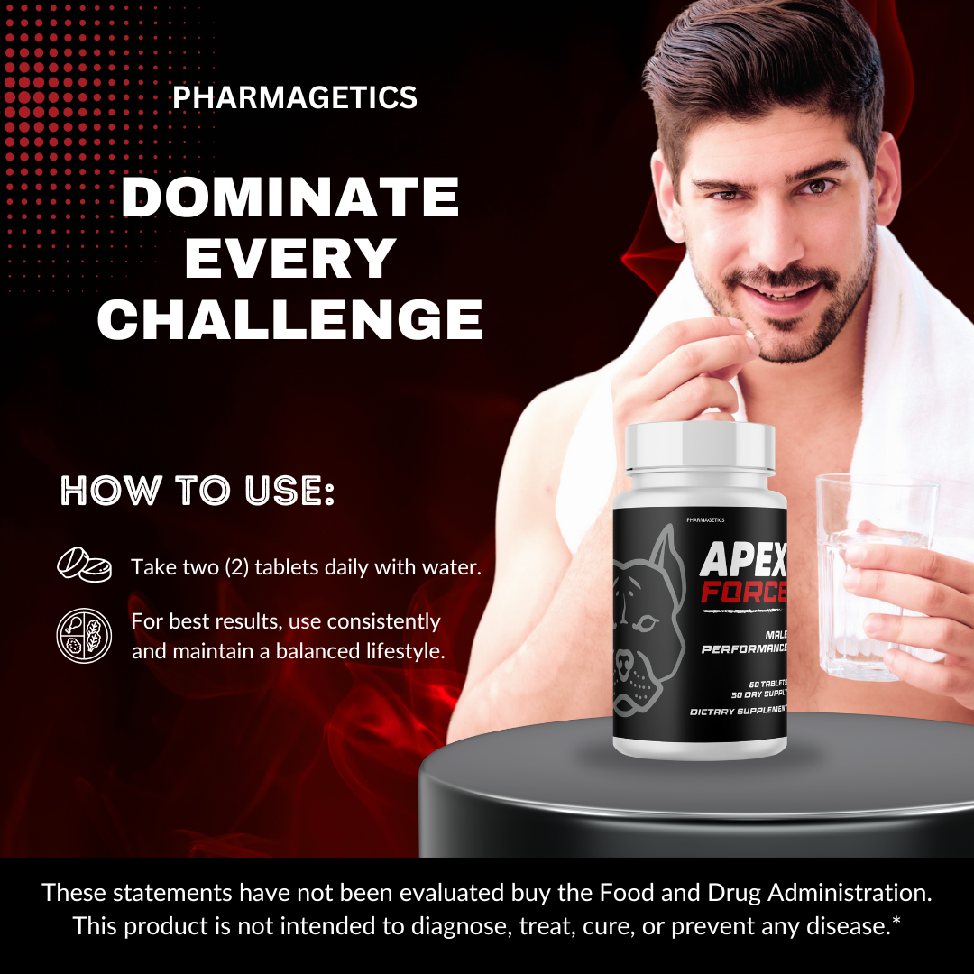 Apex Force Performance Supplement For Male, Stamina Support Formula - 4 Bottles