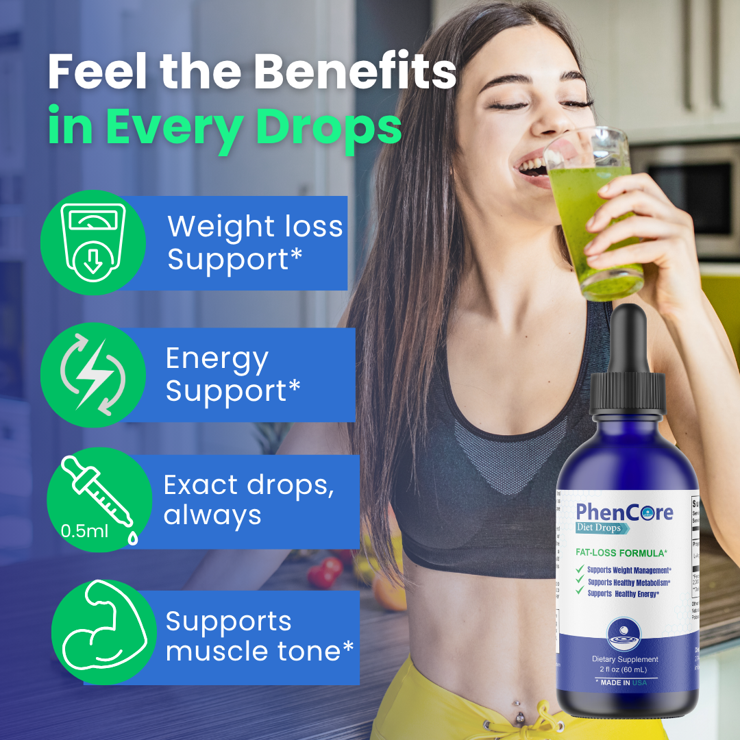 PhenCore Diet Drops, Advanced Fat Loss Formula, Weight Loss Support  10 Bottles