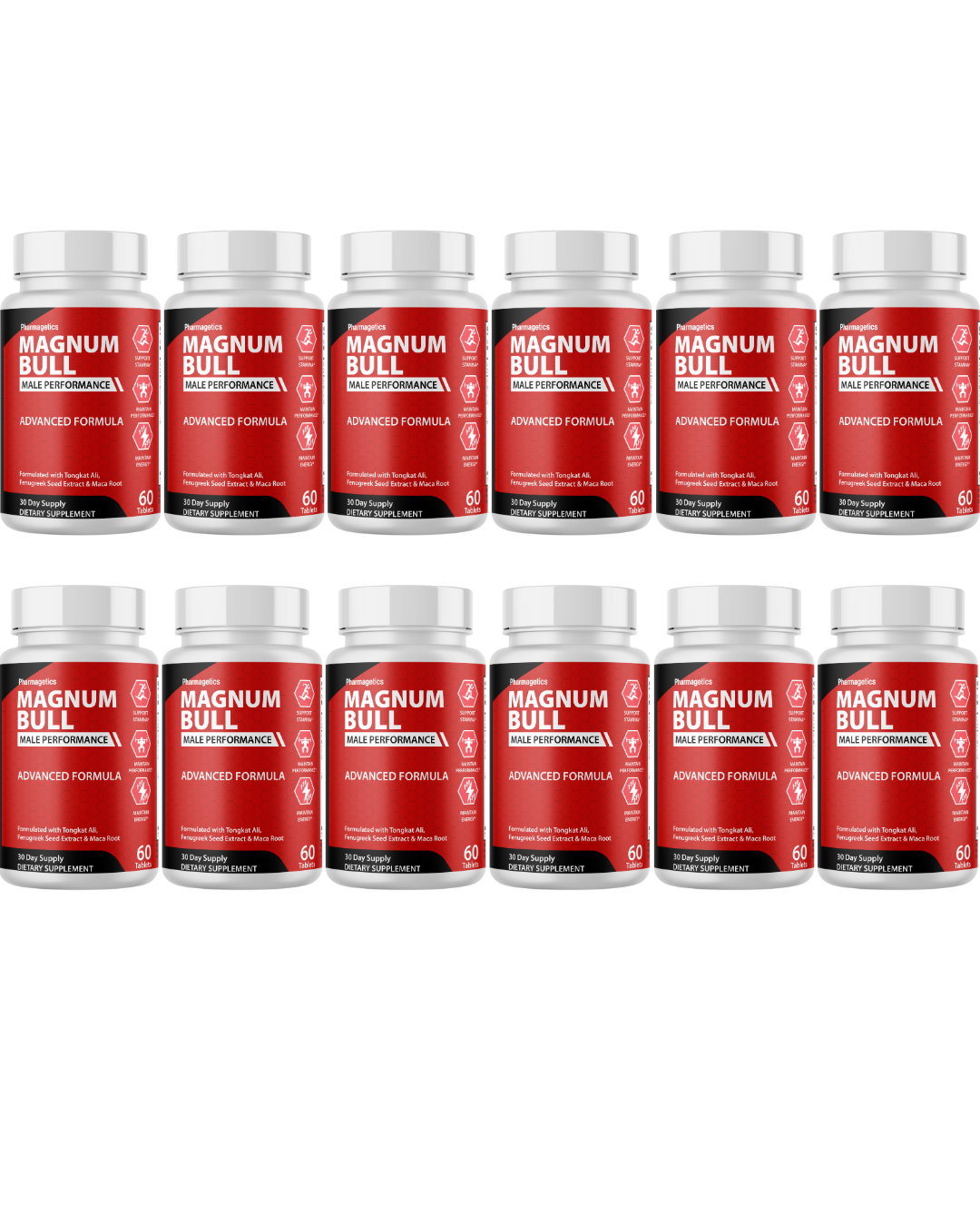 Magnum Bull Stamina Support For Men, Energy & Performance Formula   12 Bottles