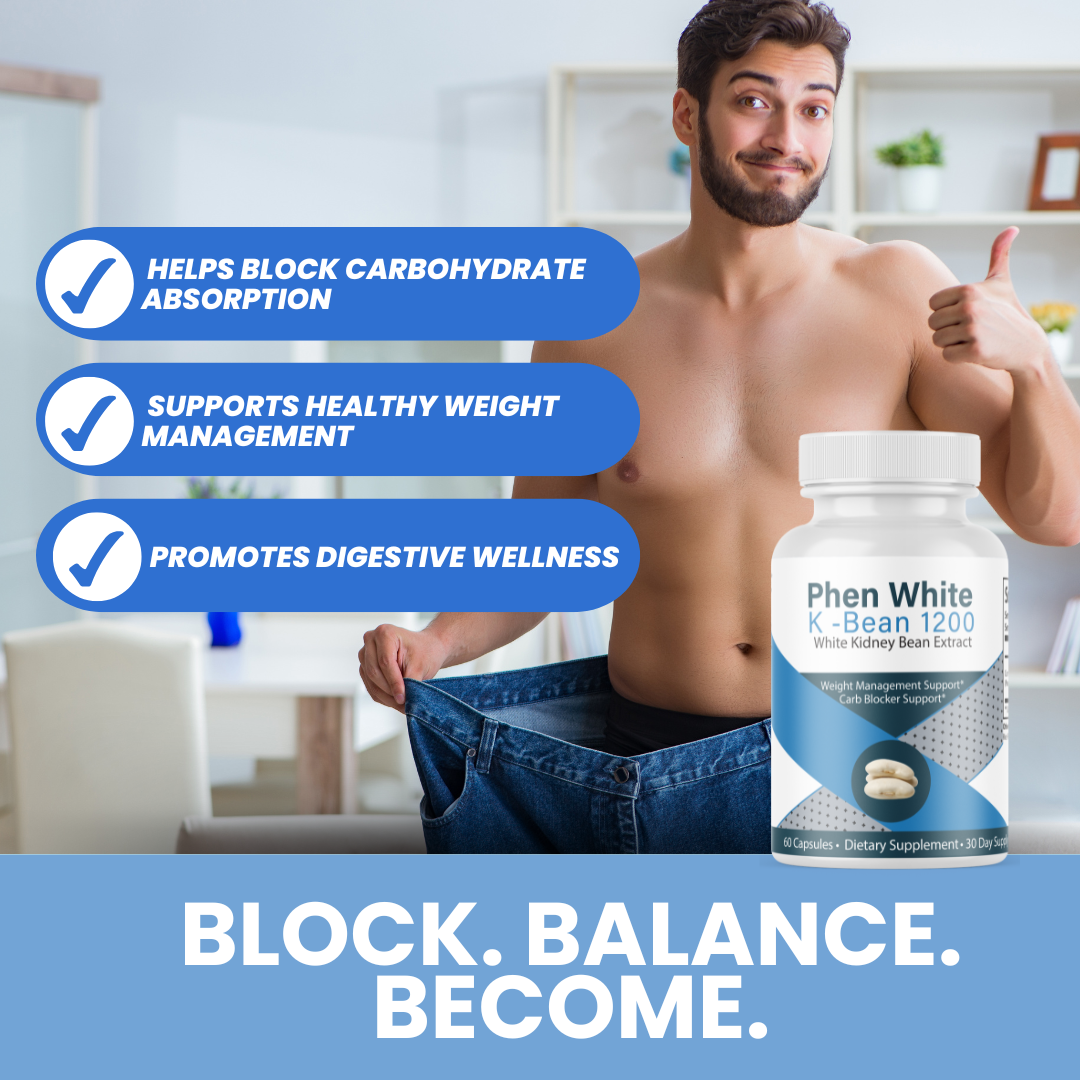 Phen White KBean Carb Blocker Support, Weight Management Formula 60 Capsules