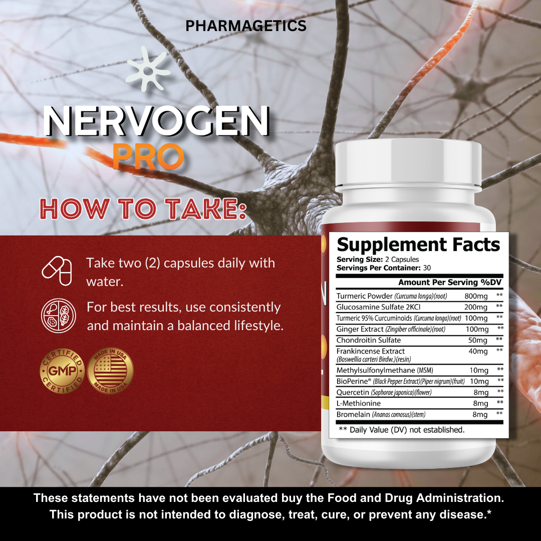 Nervogen Pro Pills Formulated Nerve Pain Relief Supplement - 12 Bottles