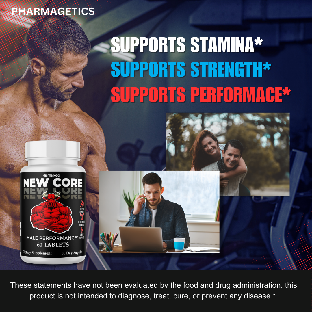 New Core  Male Stamina Support, Performance Supplement  12 Bottles