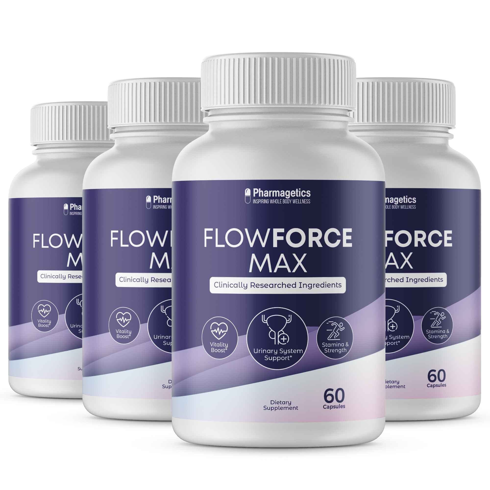 Flowforce Max Prostate Support Supplement Reduce Frequent Urination Flow Force Max - 4 Bottles