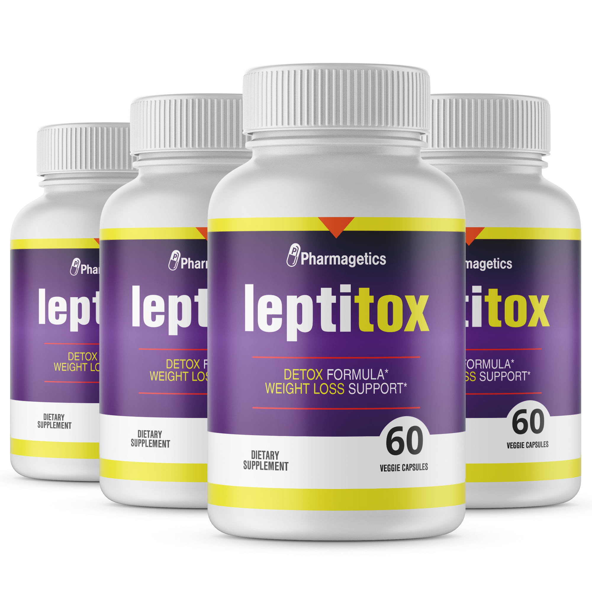 Leptitox Detox Formula  Weight Loss Support 60 Capsules, 4 Bottles