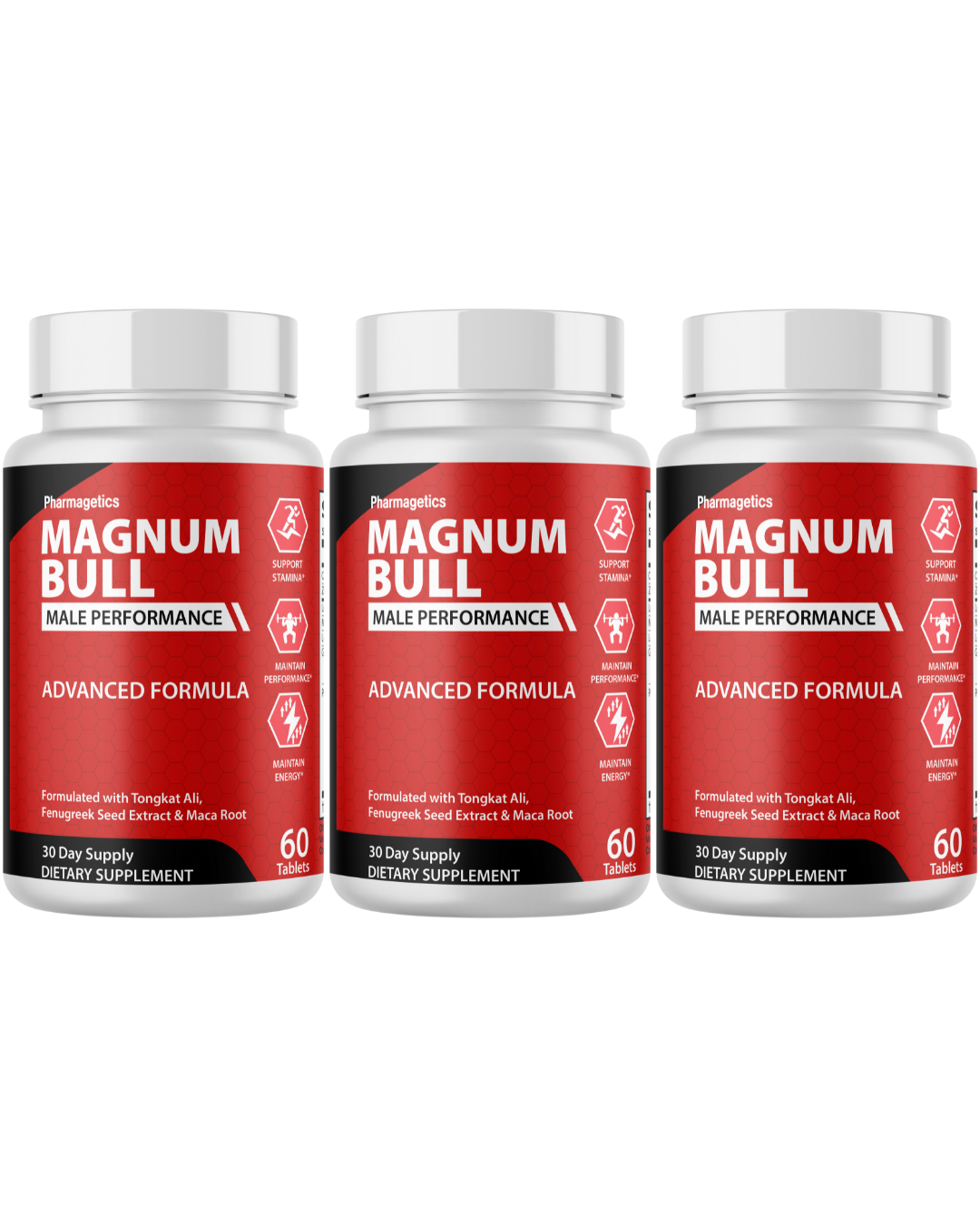 Magnum Bull Stamina Support For Men, Energy & Performance Formula   3 Bottles