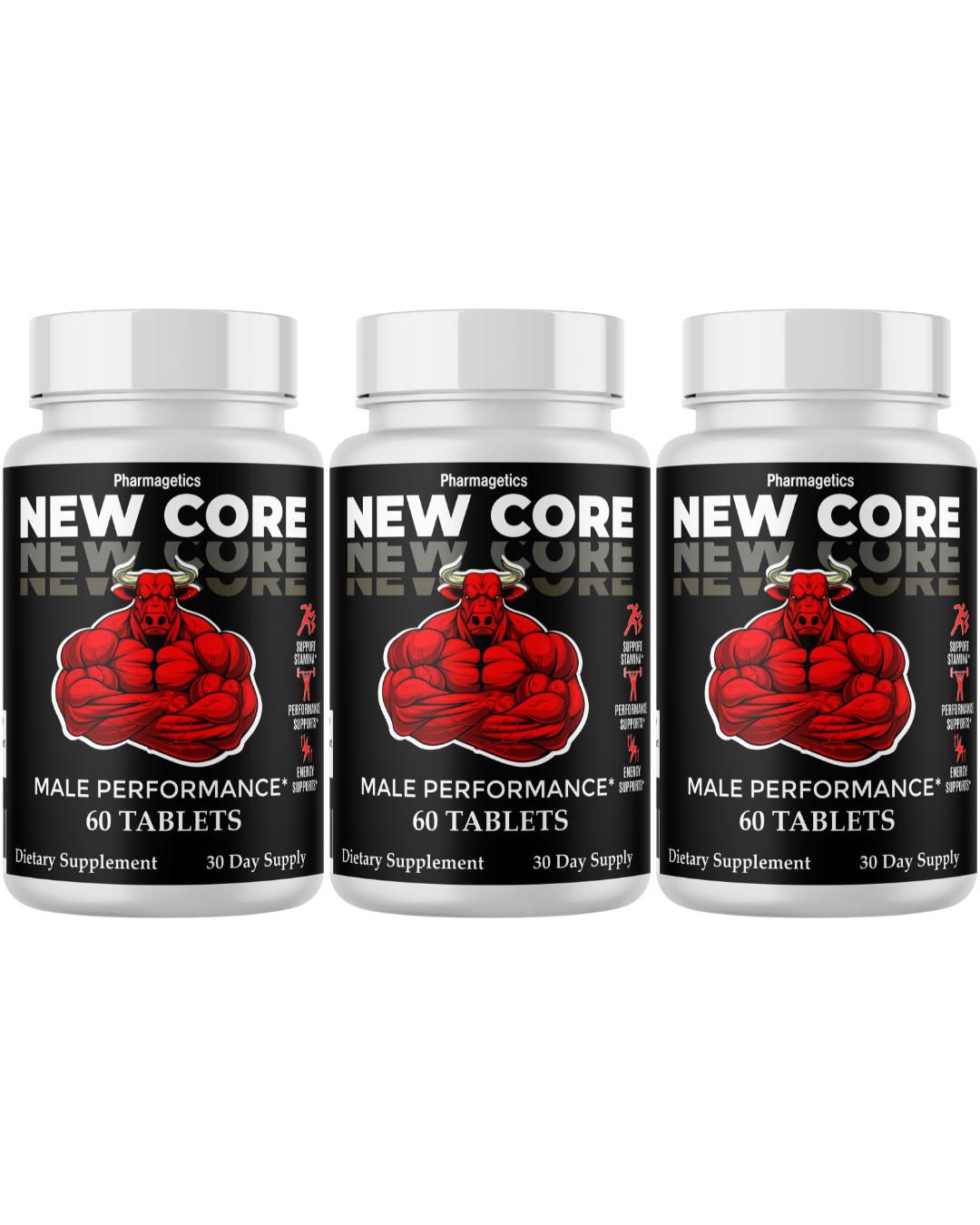 New Core  Male Stamina Support, Performance Supplement  3 Bottles