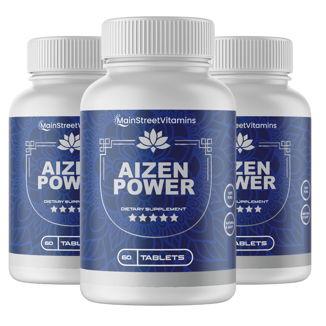 3 Bottles Aizen Power Supplement by Main Street Vitamins 60 Capsules