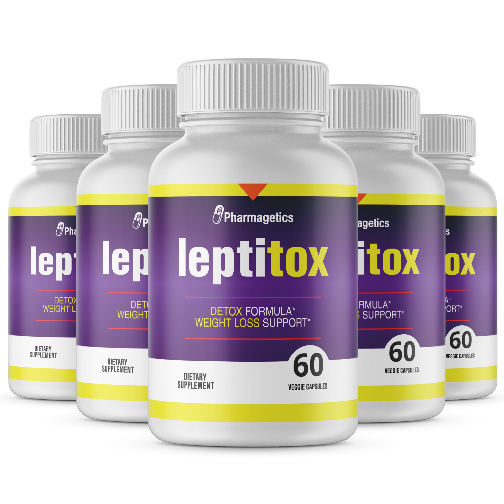 Leptitox Detox Formula  Weight Loss Support 60 Capsules, 5 Bottles