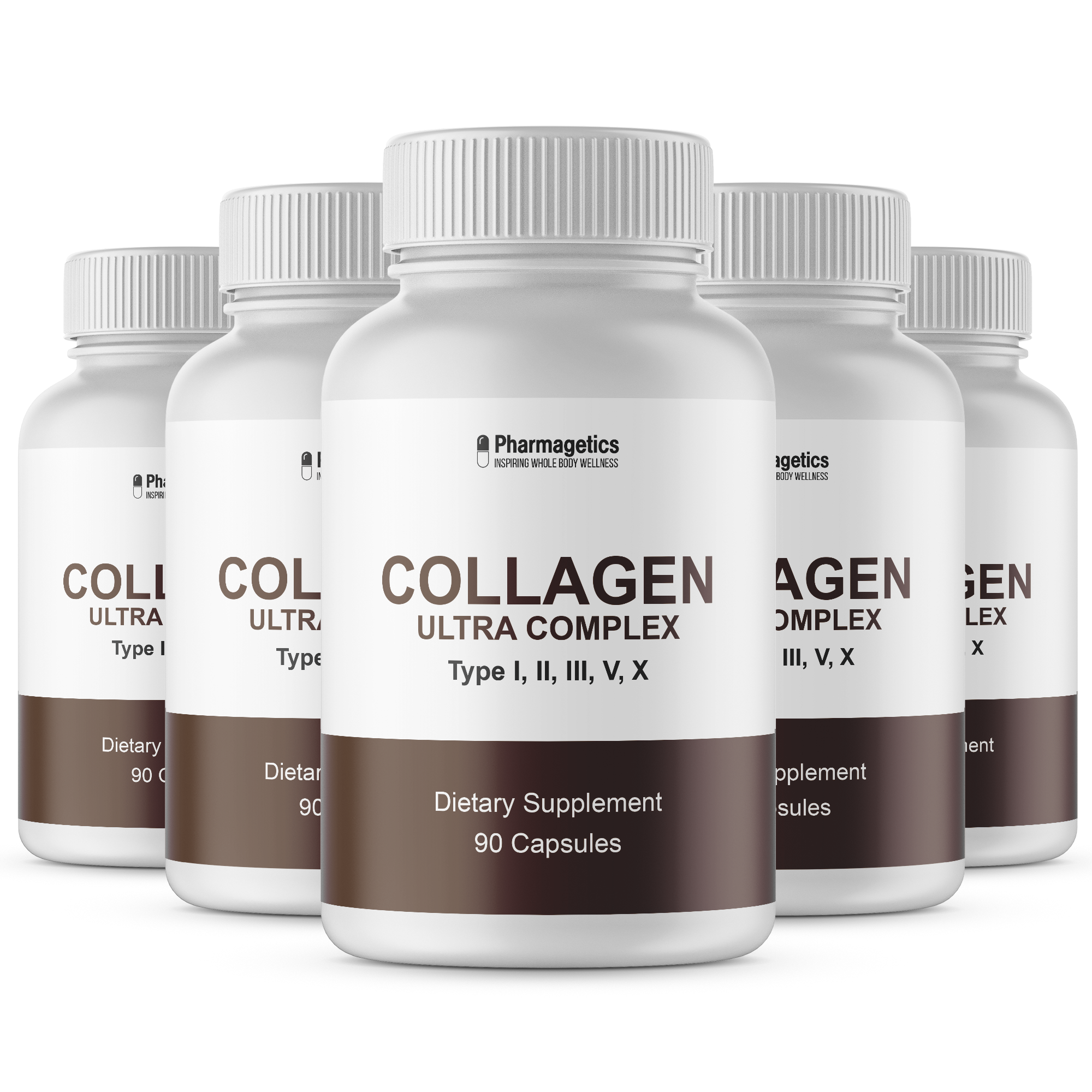 Collagen Ultra Complex Types I, II, III, V & X - 5 Bottles 450 Capsules