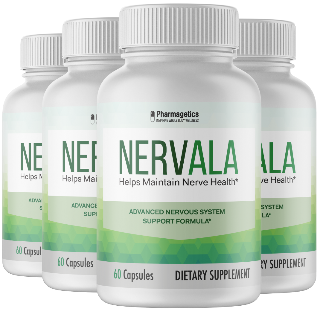 Nervala Nerve Pain Relief Neuropathy by Pharmagetics - 4 Bottles, 240 Capsules