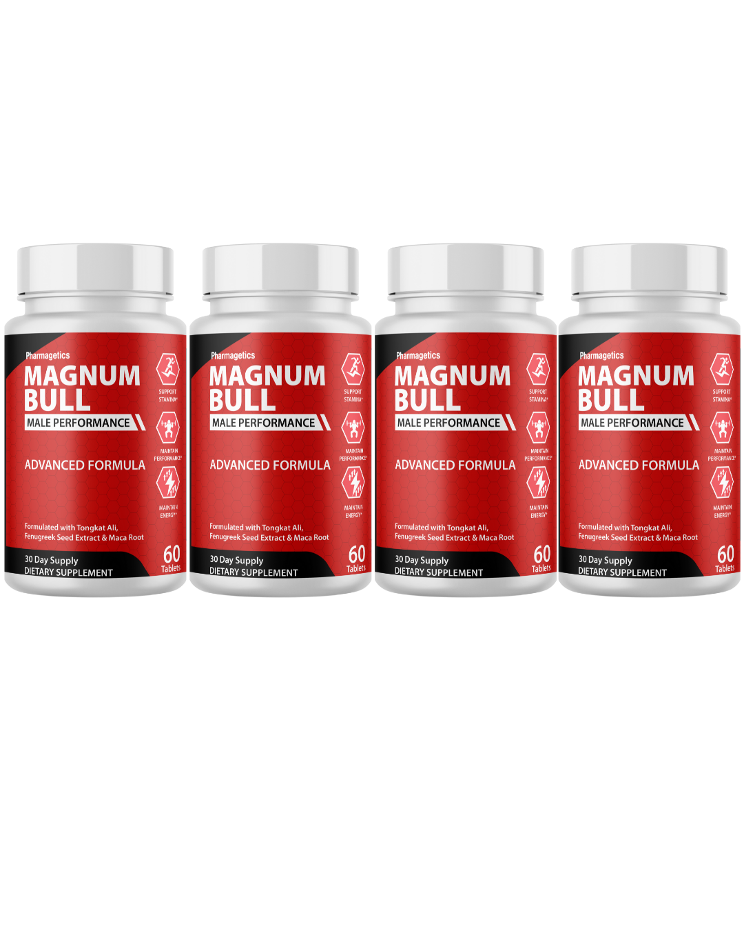 Magnum Bull Stamina Support For Men, Energy & Performance Formula   4 Bottles