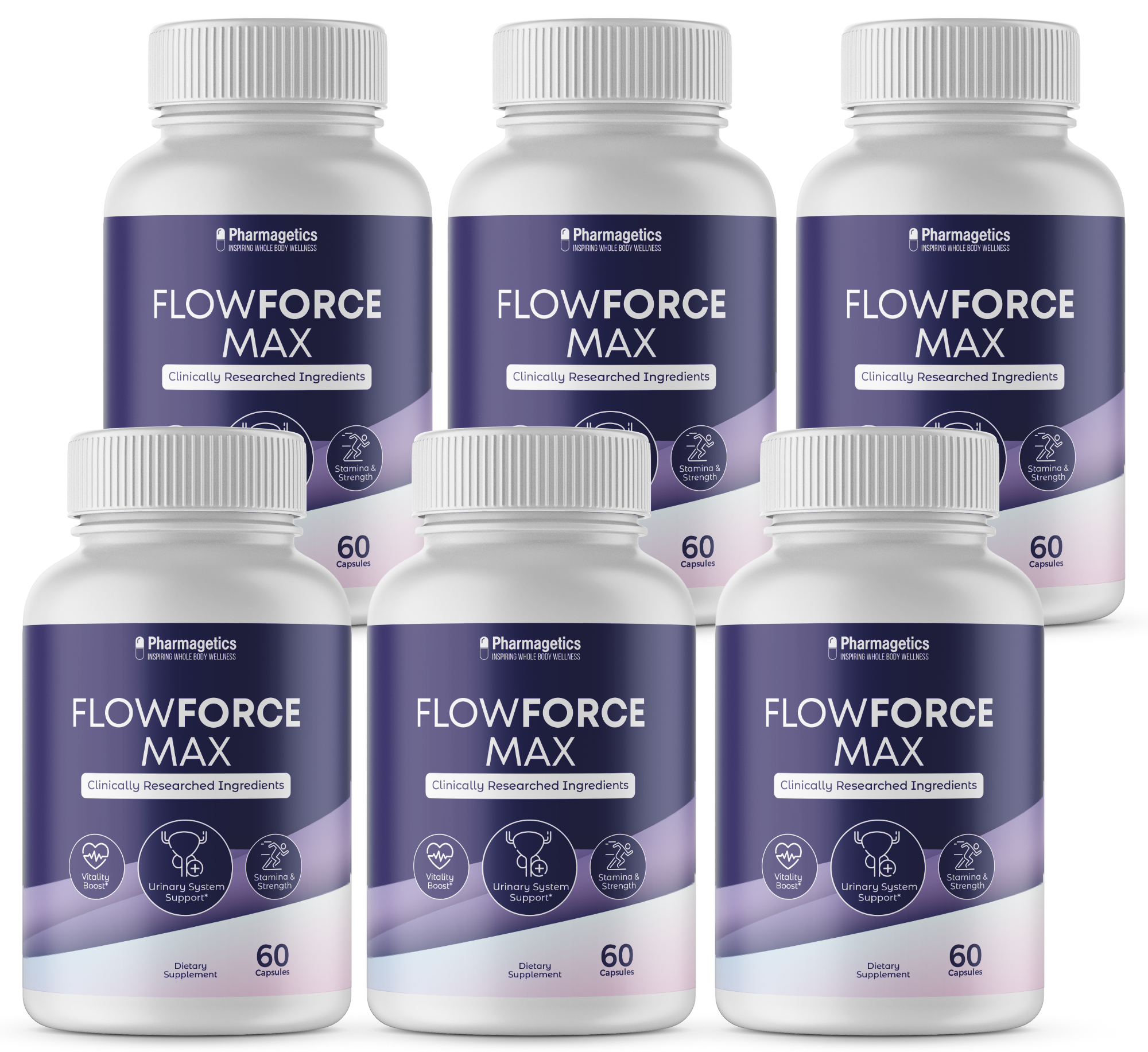 Flowforce Max Prostate Support Supplement Reduce Frequent Urination Flow Force Max - 6 Bottles