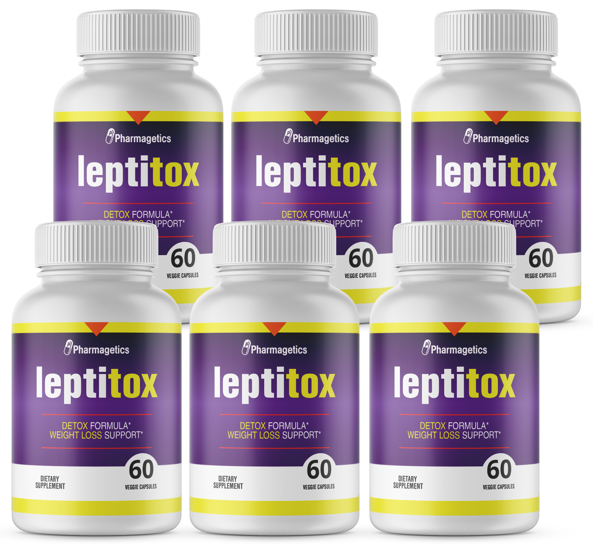 Leptitox Detox Formula  Weight Loss Support 60 Capsules - 6 Bottles