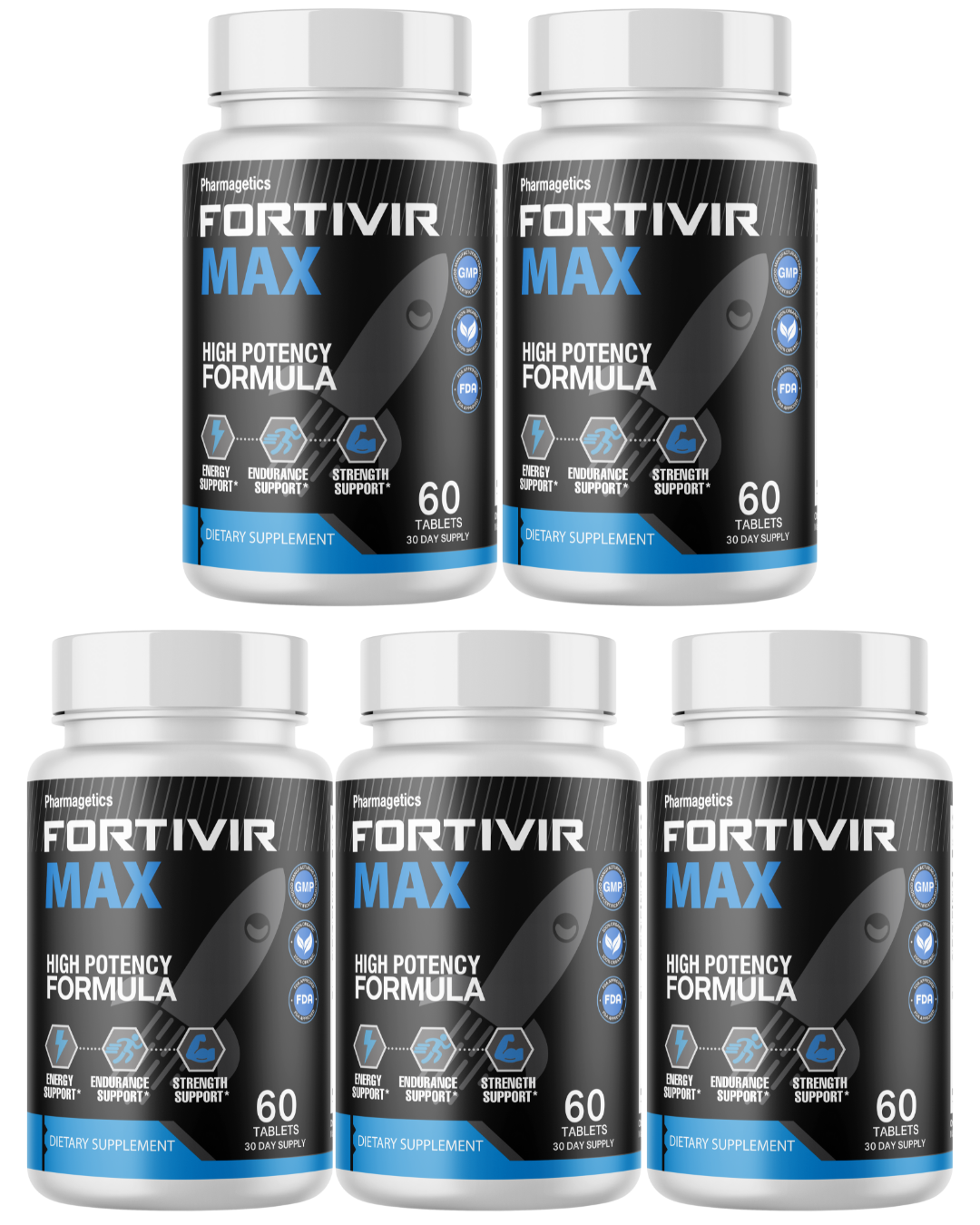 Fortivir High Potency Formula For Endurance & Strength Support 5 Bottles