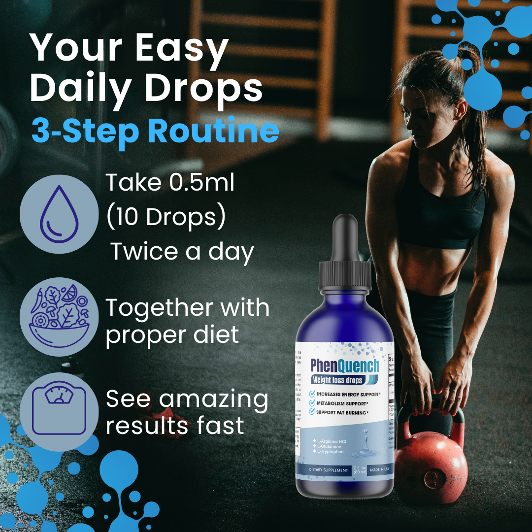 PhenQuench  Fat Burning Support Formula, Weight Loss Drops 12 Bottles