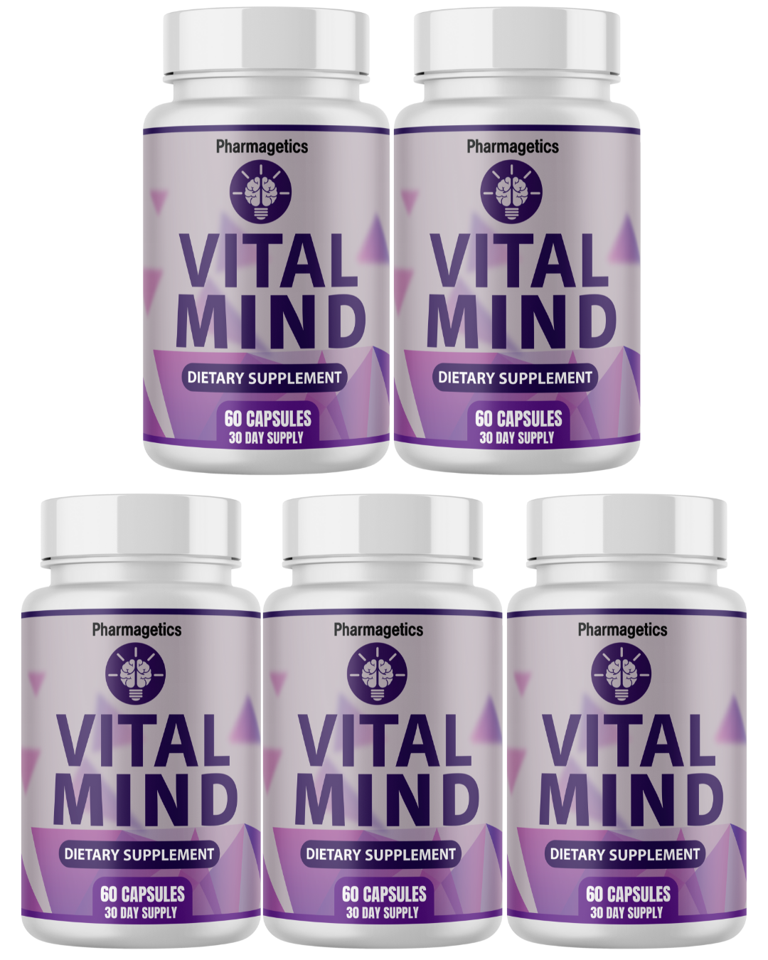 Vital Mind  Brain Health and Cognitive Support Dietary Supplement 5 Bottles