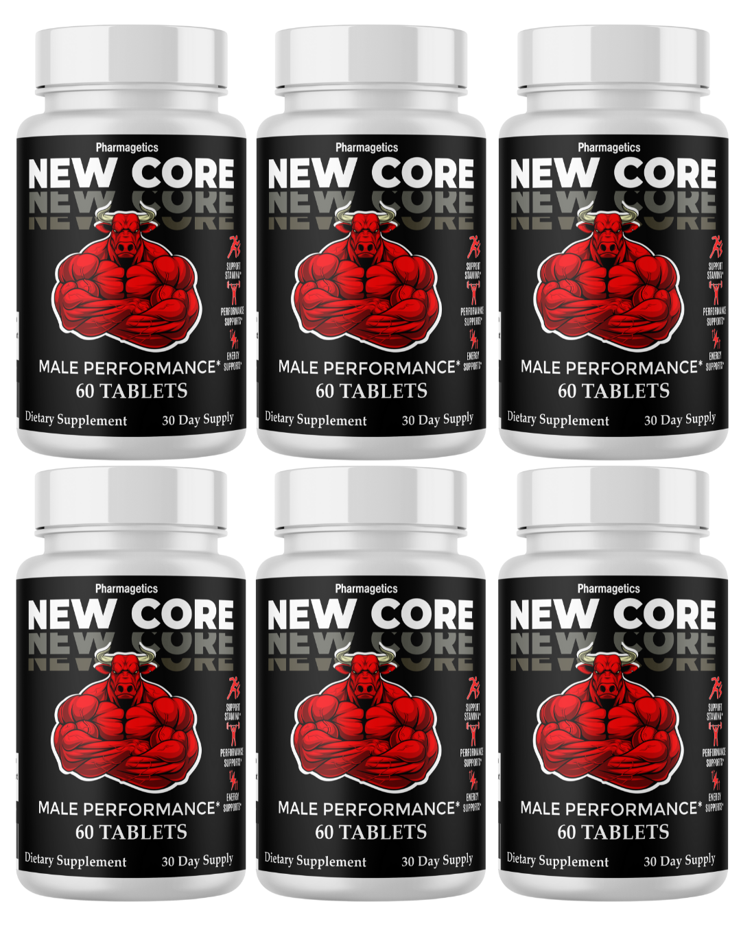 New Core  Male Stamina Support, Performance Supplement  6 Bottles