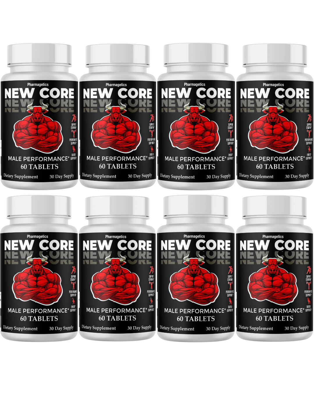 New Core  Male Stamina Support, Performance Supplement  8 Bottles