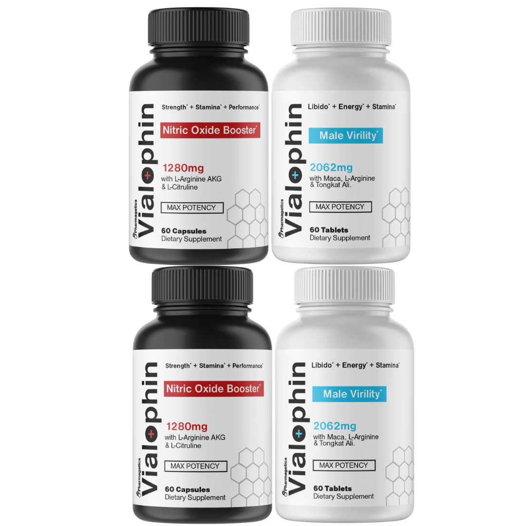 VIALOPHIN Male Virility Support 60ct & Nitric Oxide Booster 60ct (4 bottles)