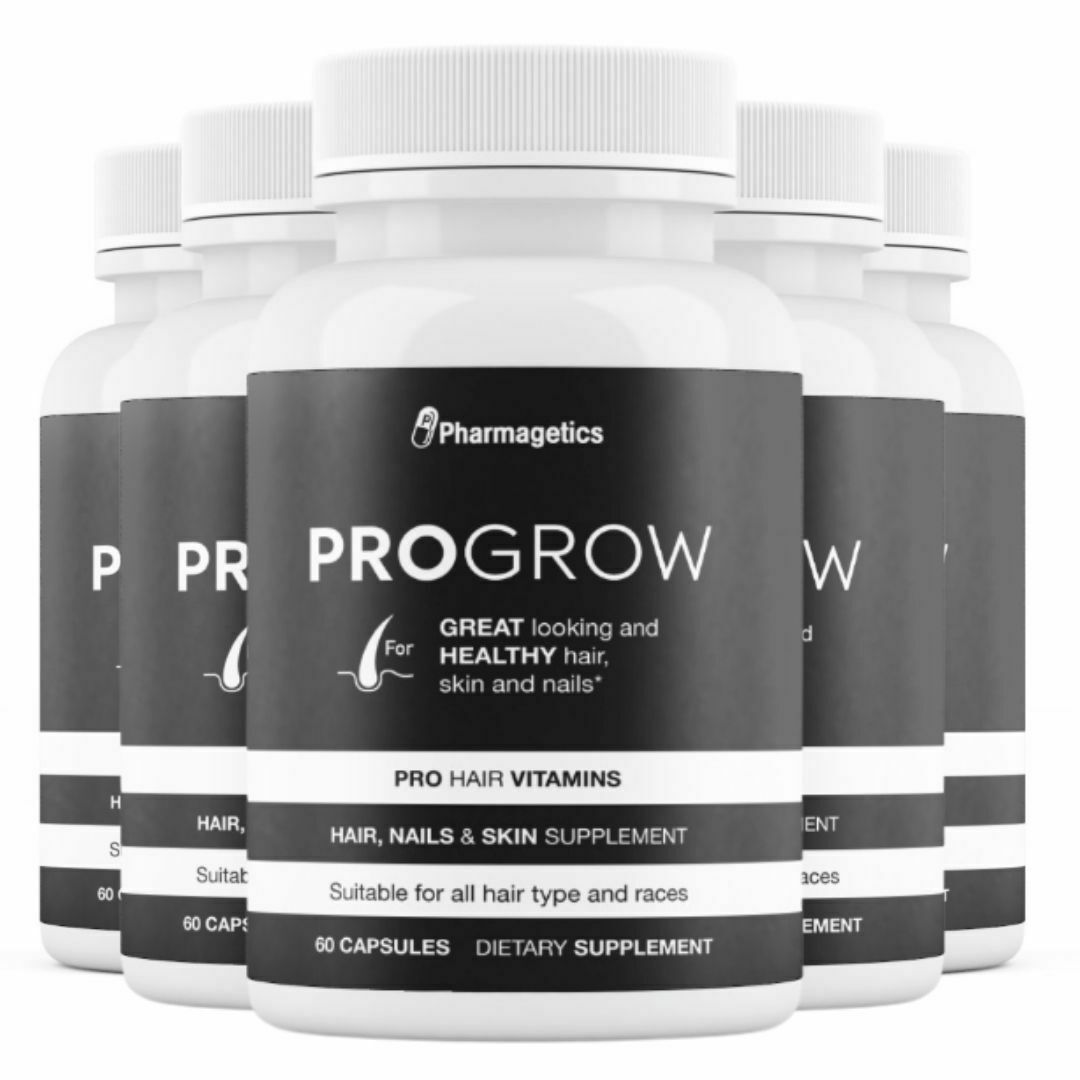 5 Bottles PROGROW for Great Looking and Healthy Hair Skin and Nails 60 Capsules