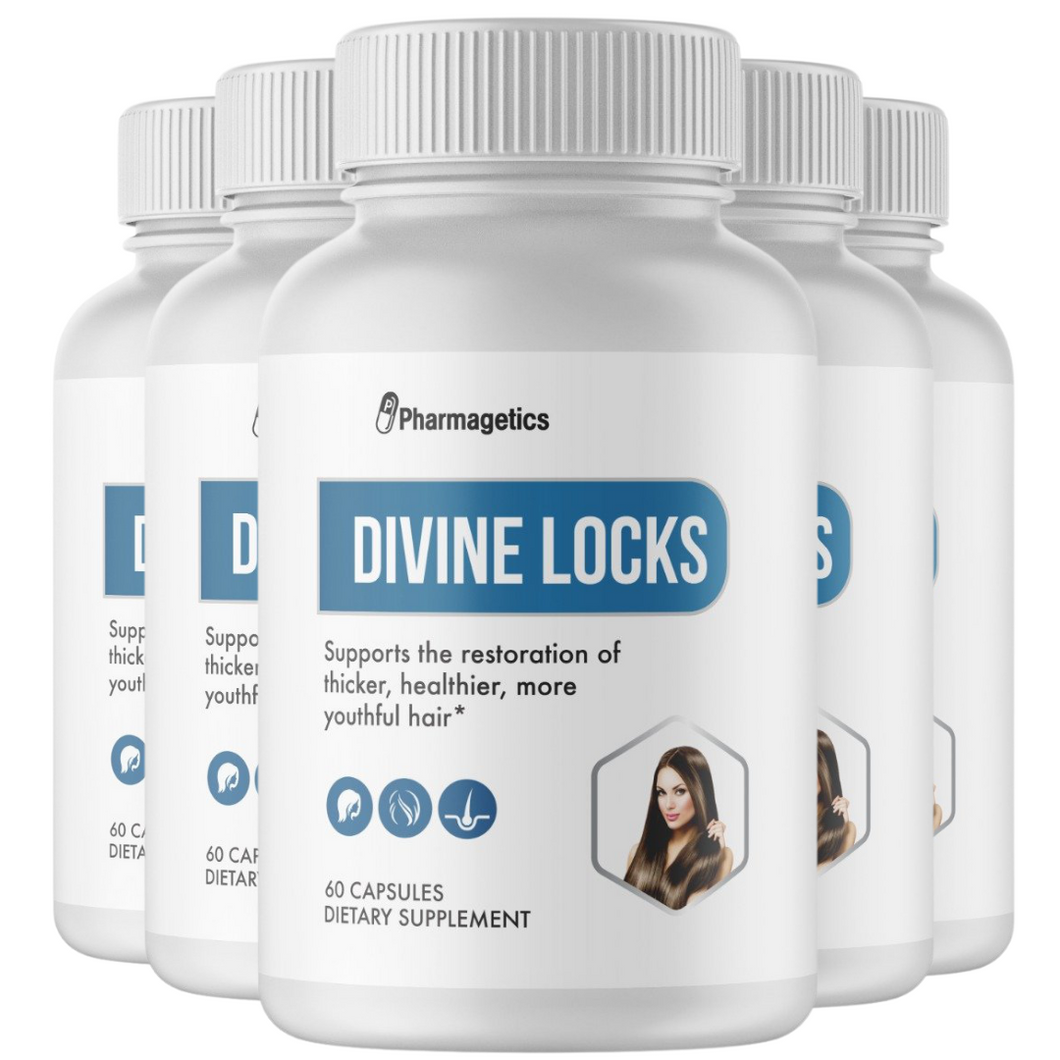 Divine Locks Complex Advanced Unique Hair Growth Vitamins -5 Pack- 300 Capsules