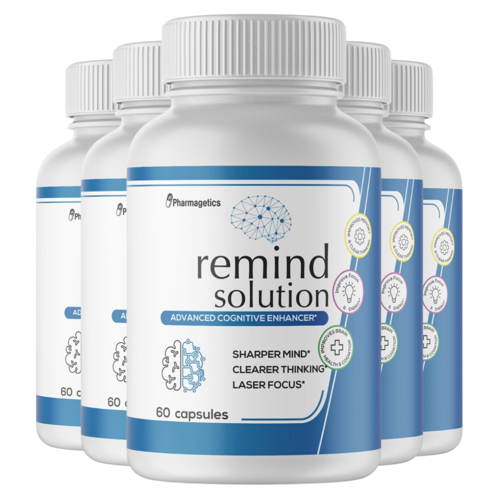 Remind Solution Advanced Cognitive Enhancer 5 Bottles 300 Capsules