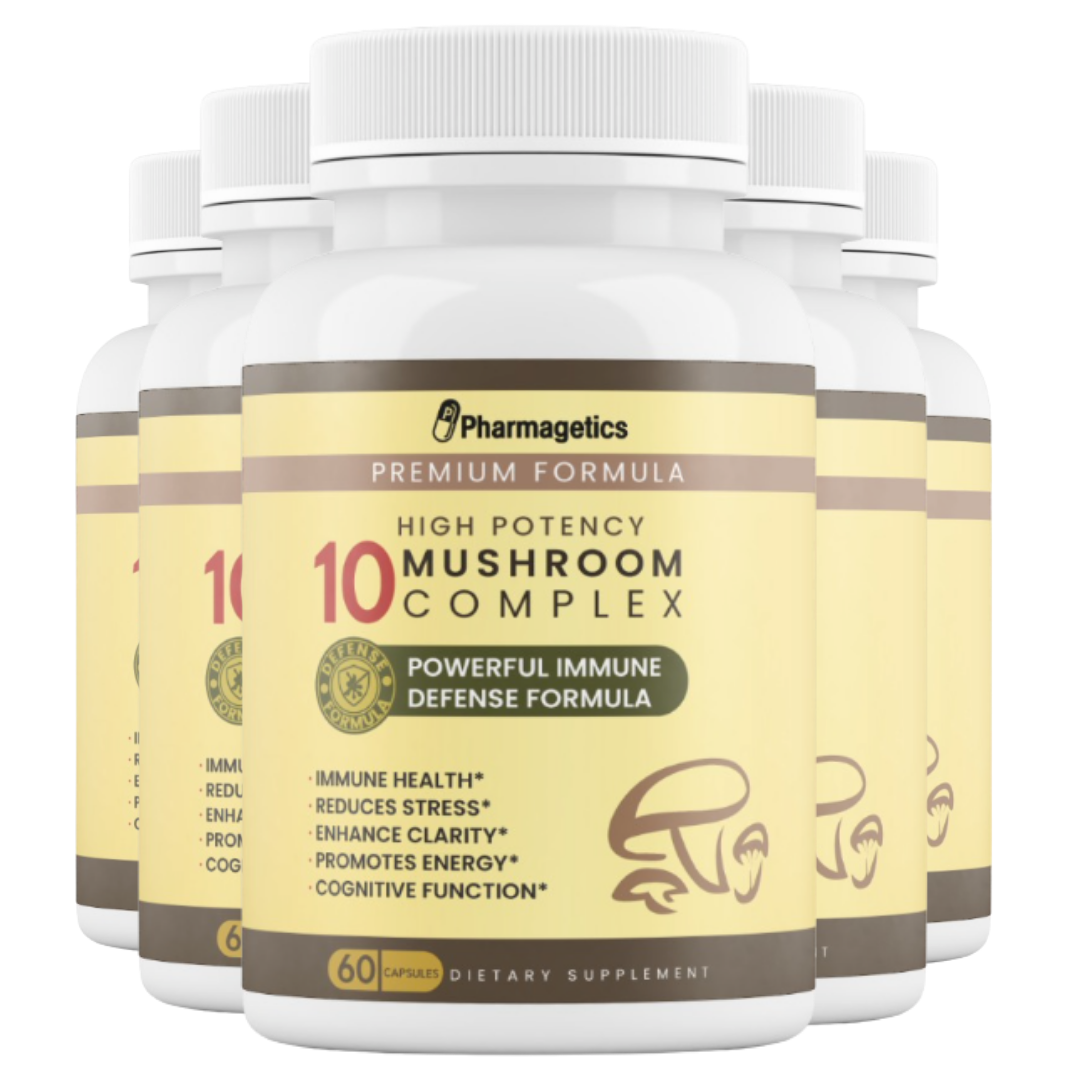 5 High Potency 10 Mushroom Complex-60 Capsules. 5 Bottles-300 Capsules