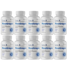 Load image into Gallery viewer, Gro-X Nootropic Cognitive Enhancement Support 10 Bottles 600 Capsules
