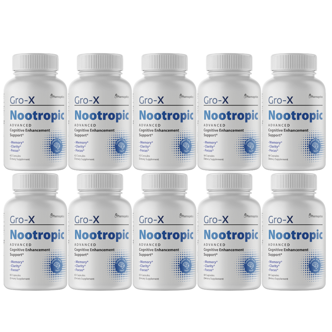 Gro-X Nootropic Cognitive Enhancement Support 10 Bottles 600 Capsules