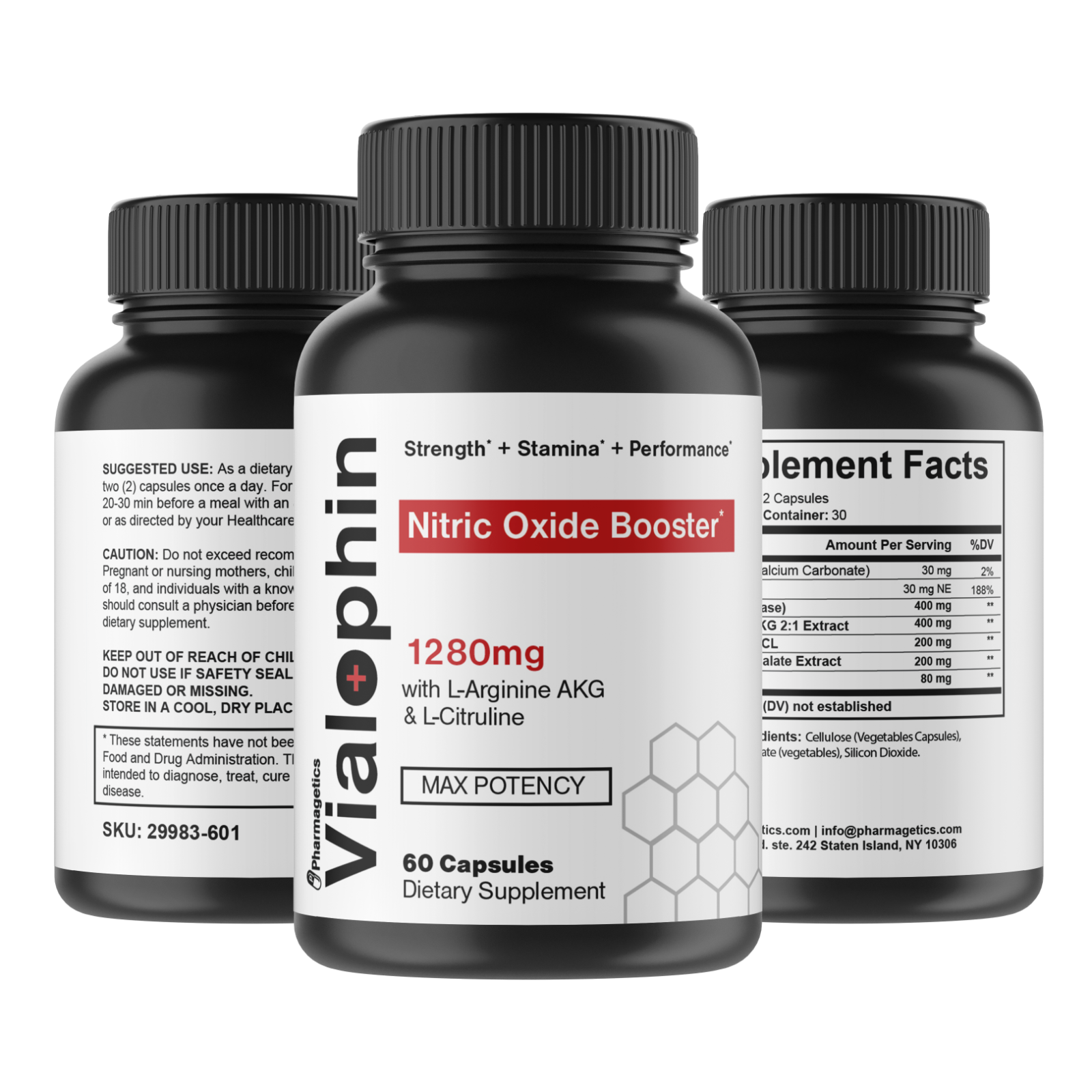 VIALOPHIN Male Virility Support 60ct & Nitric Oxide Booster 60ct (6 Bottles)