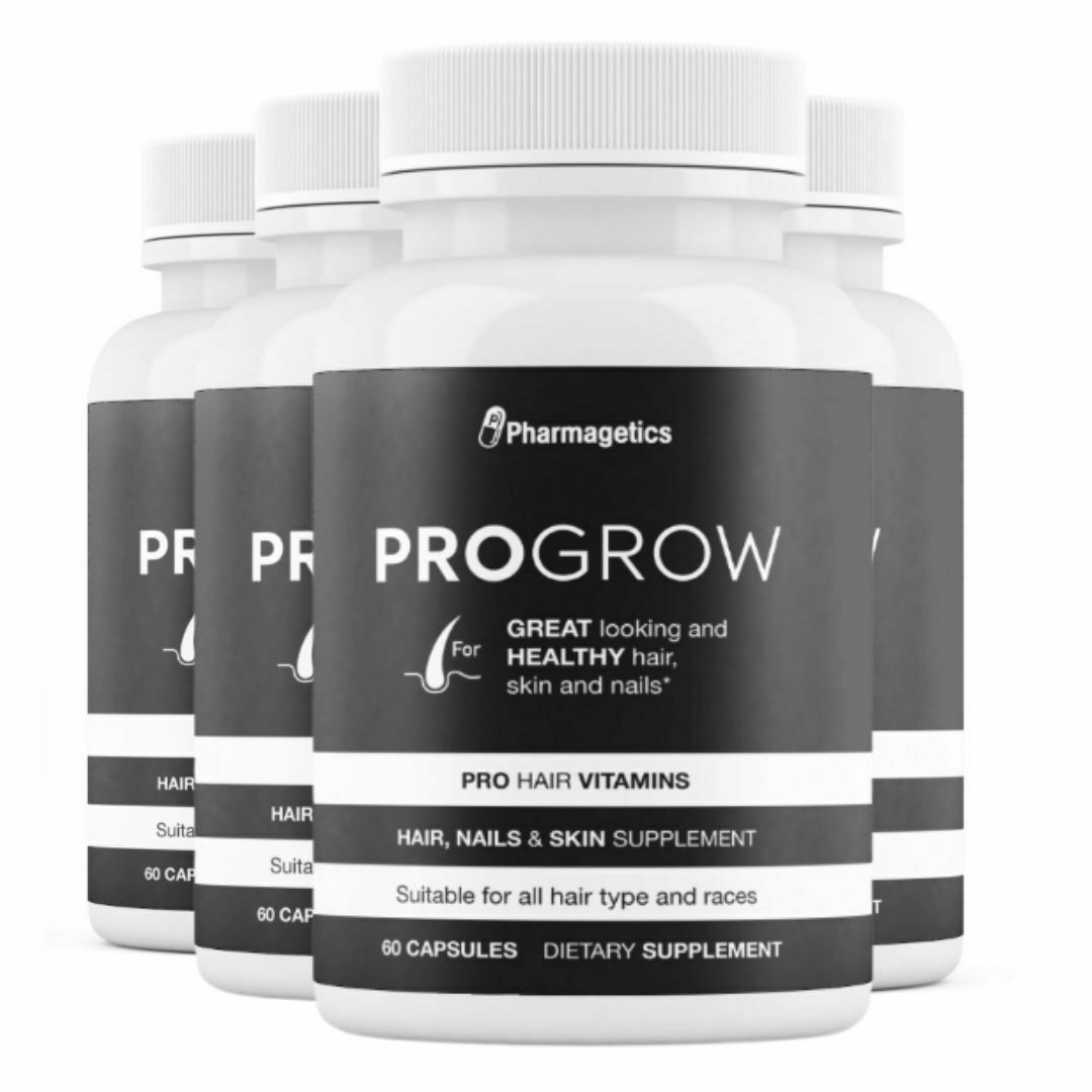 4 Bottles PROGROW for Great Looking and Healthy Hair Skin and Nails 60 Capsules