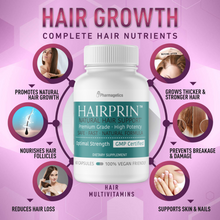 Load image into Gallery viewer, Hairprin Natural Hair Support Supplement 4 Bottles 240 Capsules
