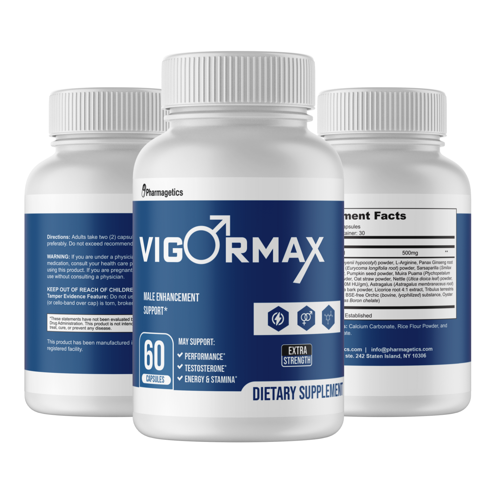 VigorMax Male Strength Support Virility 2 Bottles 120 Capsules
