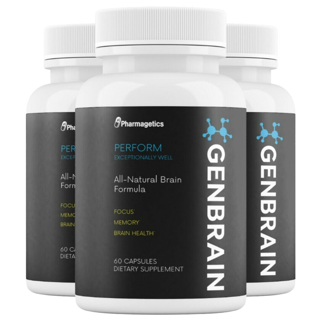 3 GenBrain All Natural BrainFormula - 3 Bottles 180 Capsules