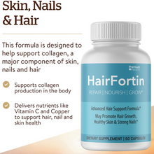 Load image into Gallery viewer, Hairfortin Hair Skin and Nails - Advanced Unique Hair Growth Vitamin - 3 Bottles
