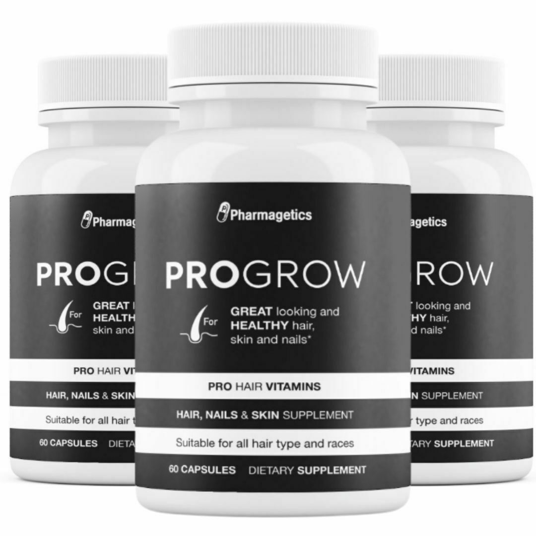 3 Bottles PROGROW for Great Looking and Healthy Hair Skin and Nails 60 Capsules