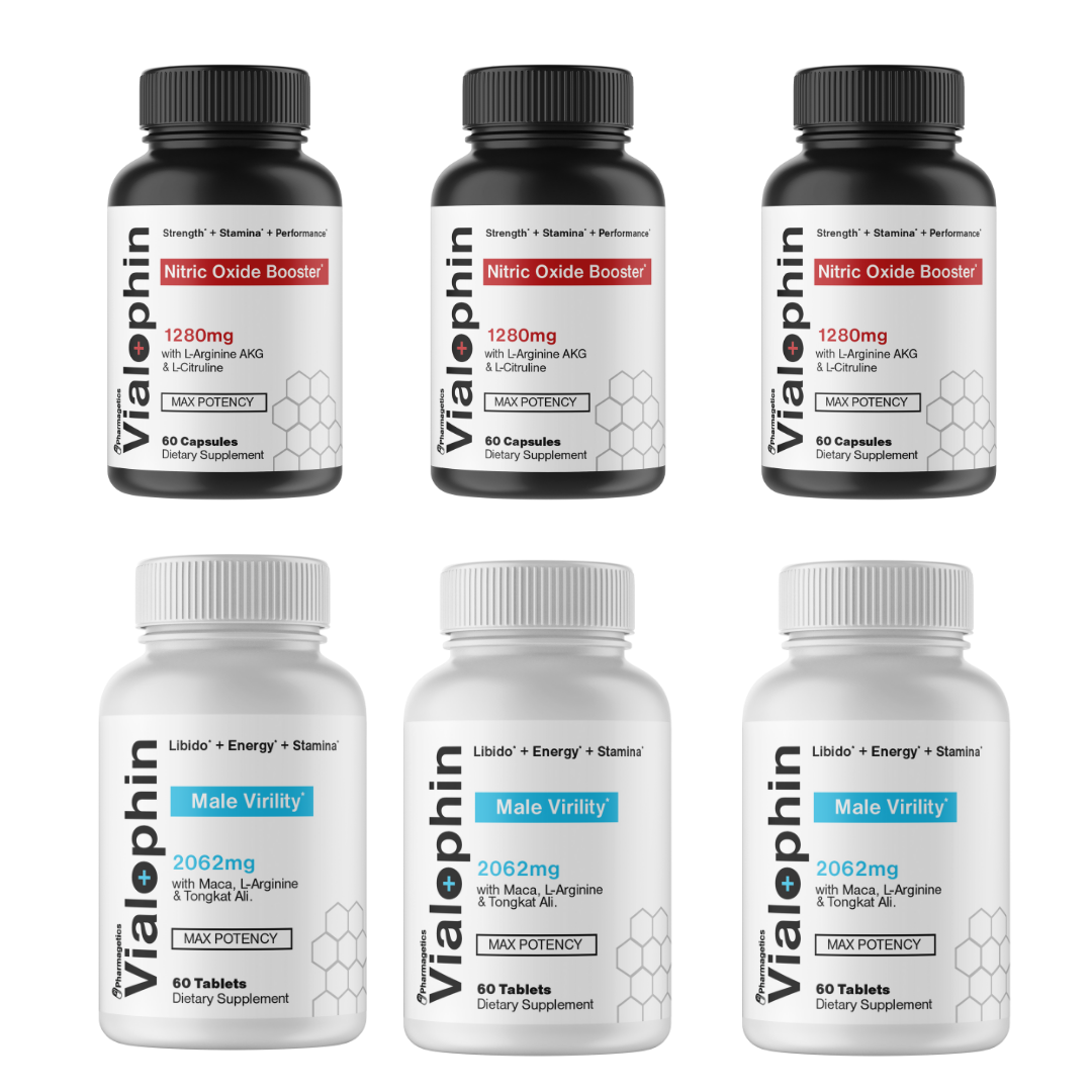 VIALOPHIN Male Virility Support 60ct & Nitric Oxide Booster 60ct (6 Bottles)
