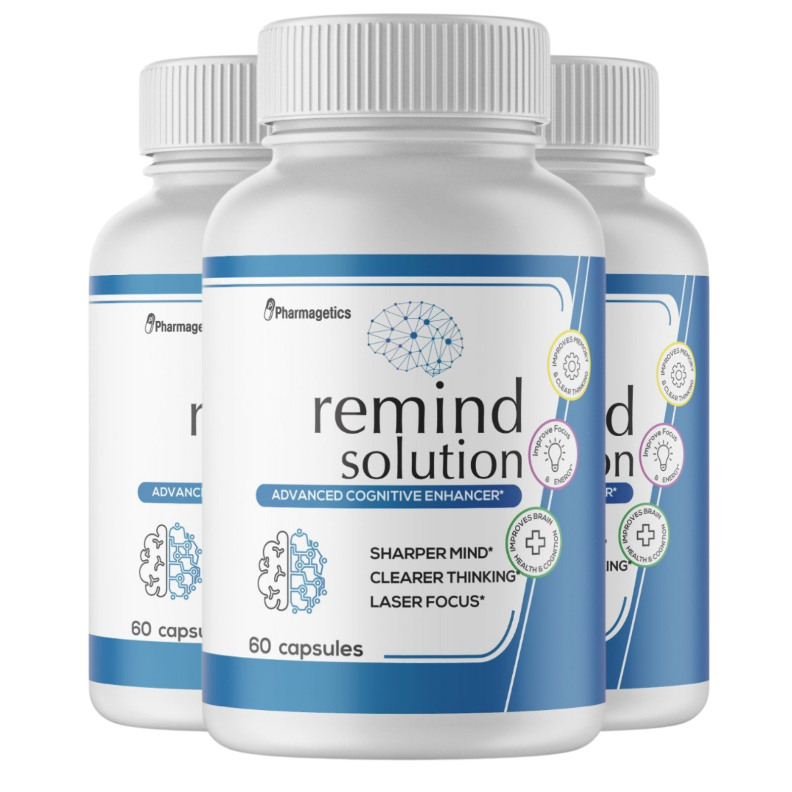 Remind Solution Advanced Cognitive Enhancer 3 Bottles 180 Capsules