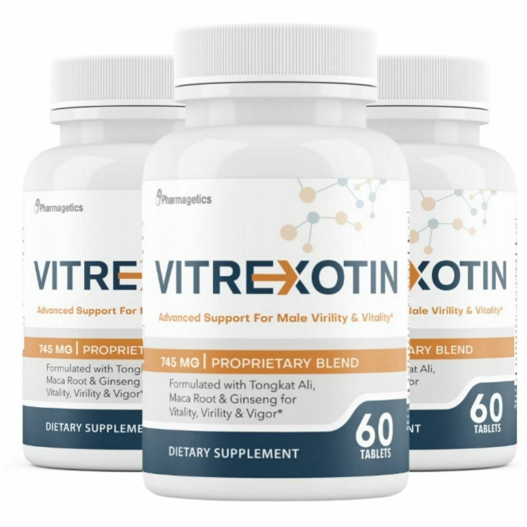 3 Bottles Vitrexotin Advanced Support For Male Virility & Vitality 60 Tablets x3
