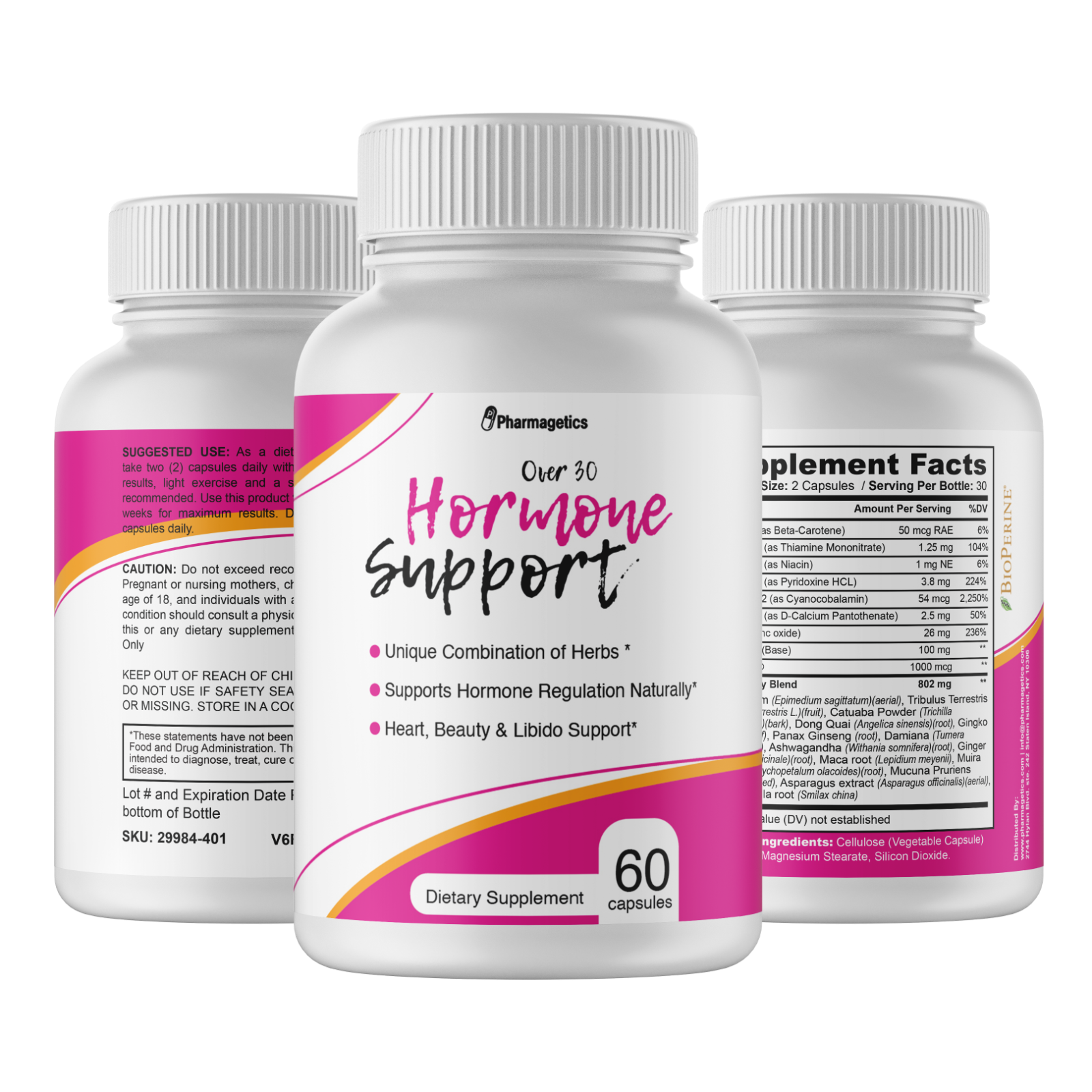 Over 30 Hormone Support Dietary Supplement - 4 Bottles 240 Capsules
