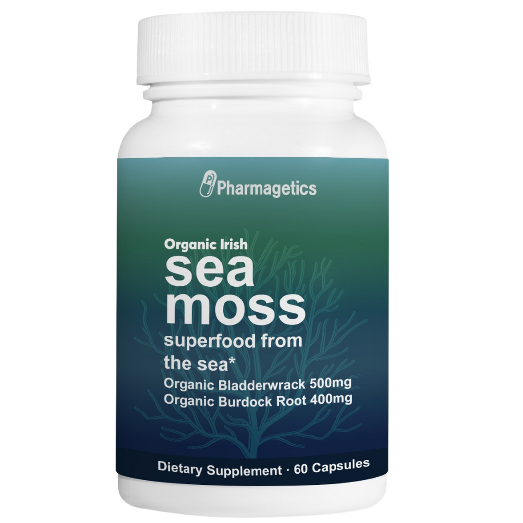 Irish Sea Moss Capsules Thyroid Support Organic Bladderwrack, Burdock Root, 60ct