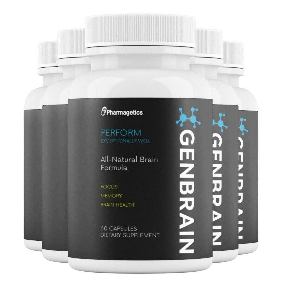 5 GenBrain All Natural BrainFormula - 5 Bottles 300 Capsules