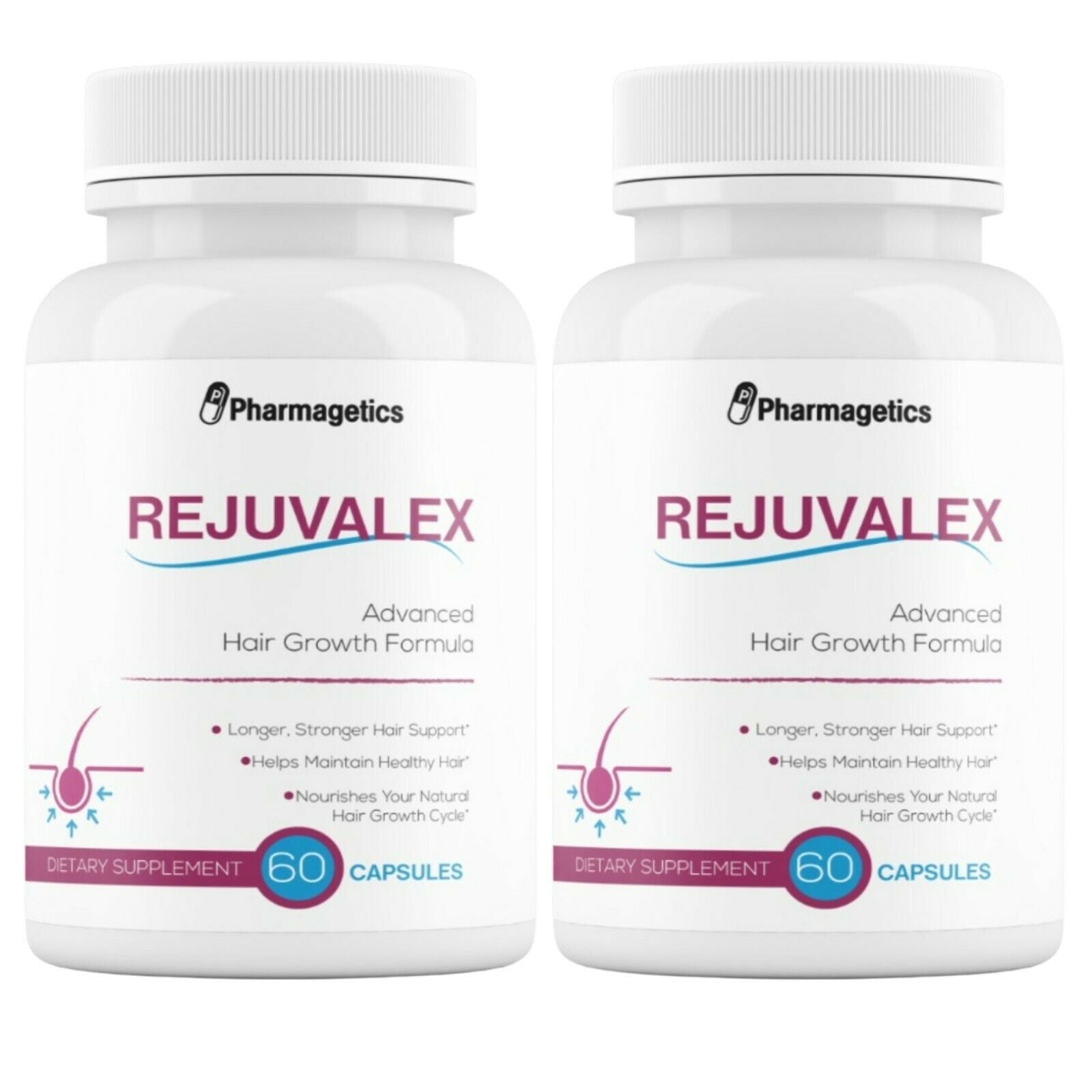 2 Rejuvalex Advanced Hair Growth Formula - 2 Bottles 120 Capsules