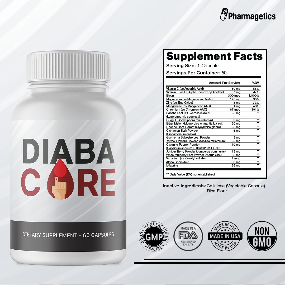 Diaba Core Blood Sugar and Glucose Support DiabaCore - 60 Capsules