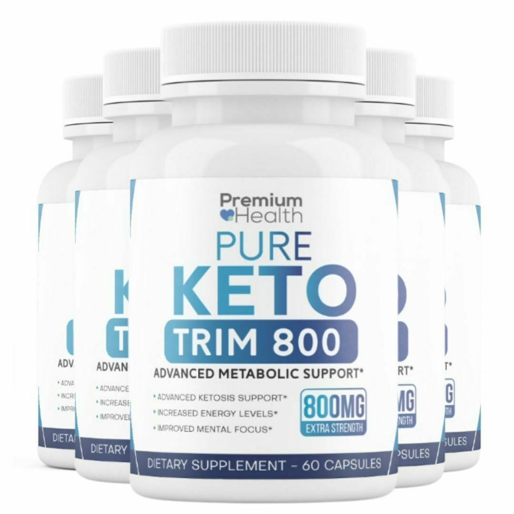 5 Bottles Pure Keto Trim 800 MG Weight Loss Ketogenic Ketosis BHB Supplement