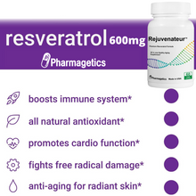 Load image into Gallery viewer, REJUVENATEUR Resveratrol Anti-Aging Antioxidants, Brain Support, Radiant Skin
