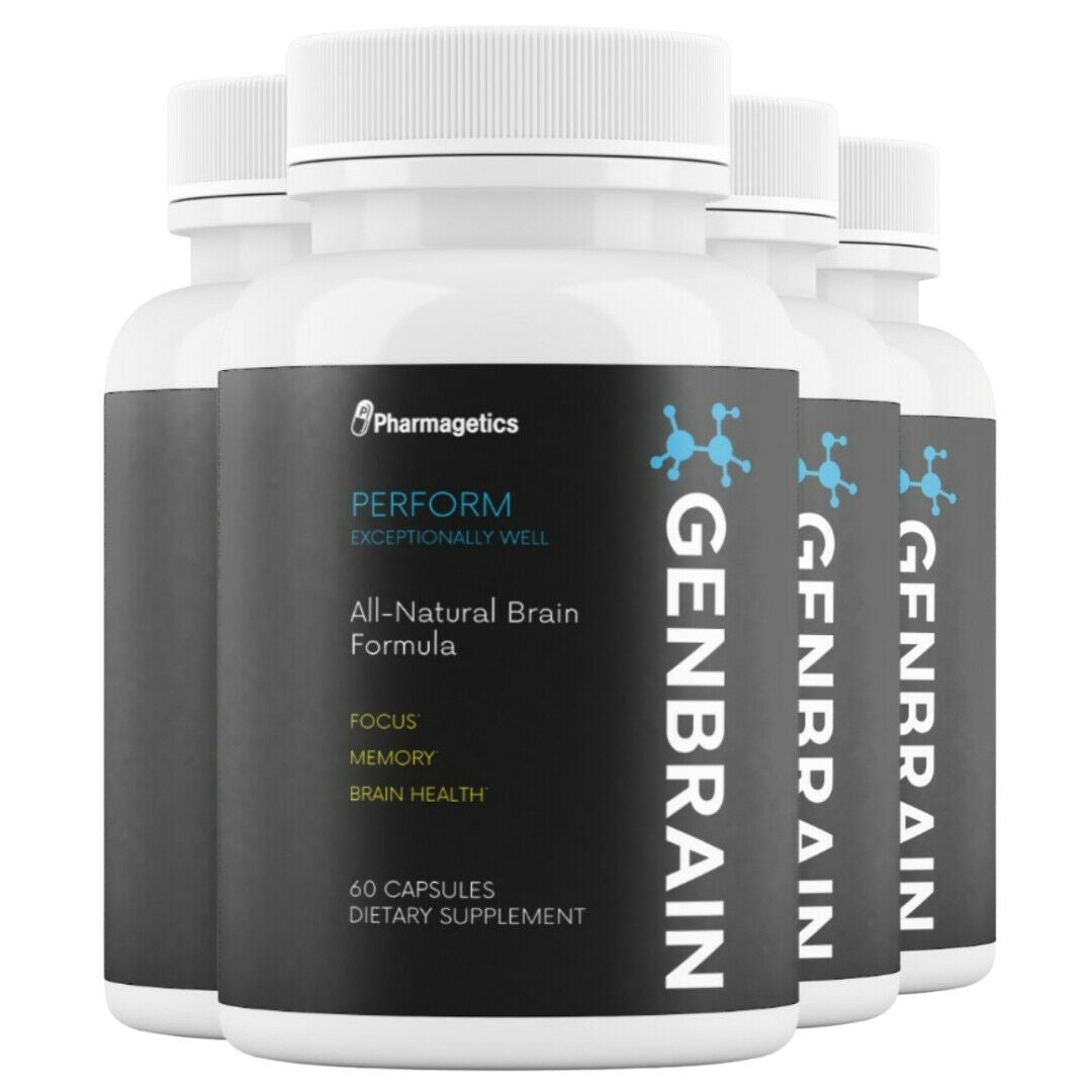 4 GenBrain All Natural BrainFormula - 4 Bottles 240 Capsules