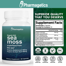 Load image into Gallery viewer, Irish Sea Moss Capsules Thyroid Support Organic Bladderwrack, Burdock Root, 60ct
